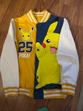Hybrid Apparel Yellow & White Kids Pikachu Varsity Jacket
